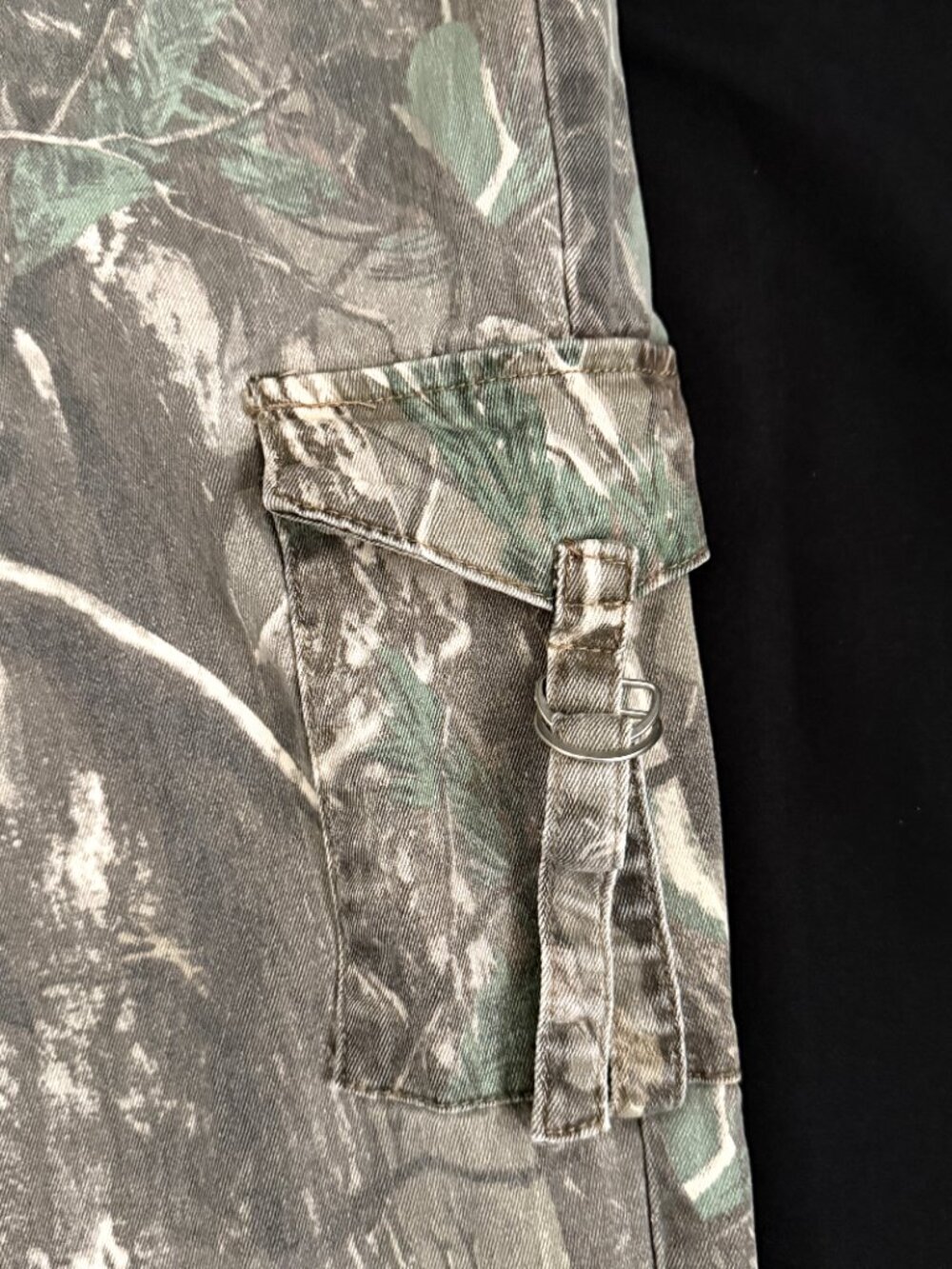 Telepatia Womens Denim Cargo Jogger Pants 7/28 Camo Stretch Drawstring - Picture 5 of 10